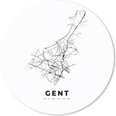 Muismat - Mousepad - Rond - Plattegrond – Gent – België - Zwart Wit – Stadskaart - Kaart - 20x20 cm - Ronde muismat