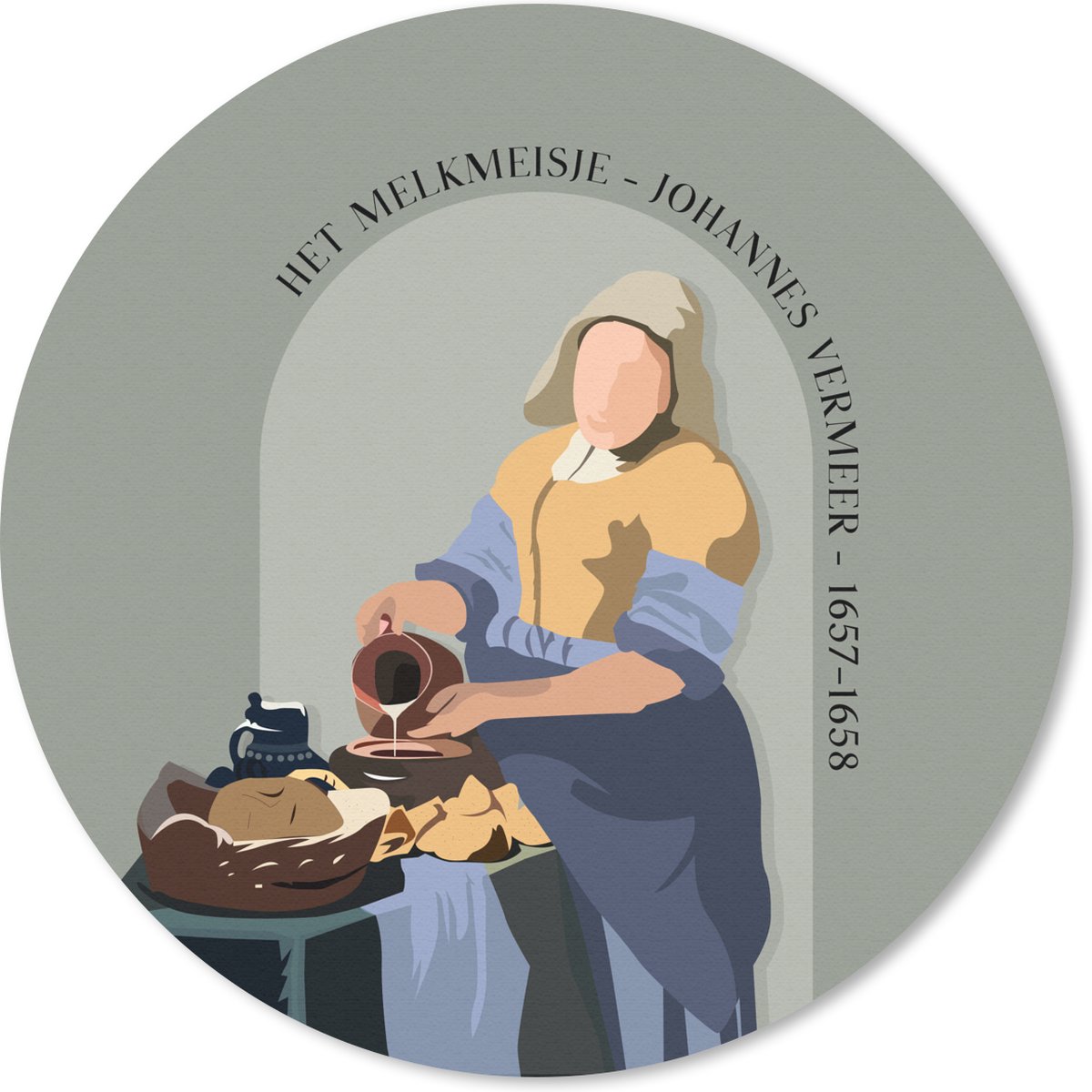 Muismat rond 30x30 cm - Mousepad Pastel - Melkmeisje - Groen - Oude meesters - Ronde muismatten