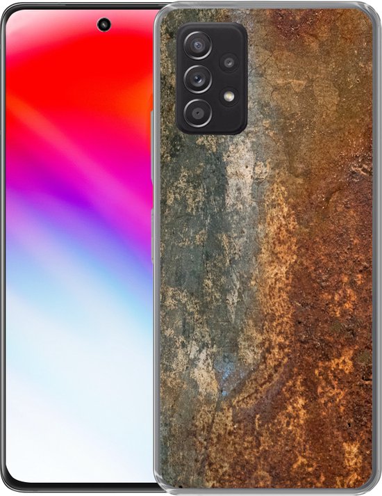 Convient pour coque Samsung Galaxy A33 5G - Acier - Impression rouille - Vieux - Oranje - Grijs - Motif - Abstrait - Coque de téléphone en Siliconen
