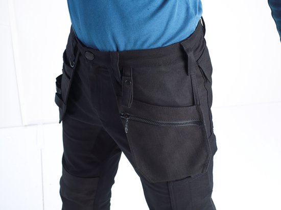 BITCO- SAUER -Stretch Black Work Pants Men Poches genouillères hydrofuges et oléofuges Renforcé en Water
