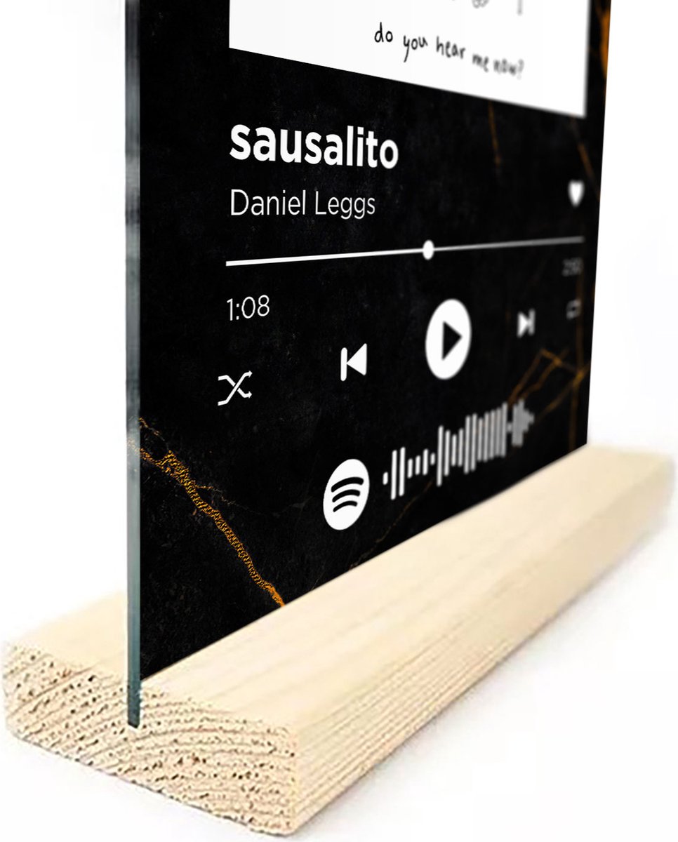 Songr Spotify Muziek Bordje - sausalito - Daniel Leggs - 20x30 - Zwart Goud  - Dibond