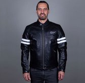 Helstons Jake Speed Leather Buffalo Black White Jacket 2XL - Maat - Jas