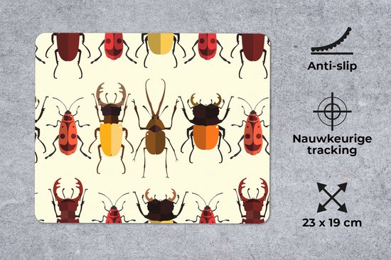Muismat 23x19 cm - Mousepad Kever - Patronen - Insecten - Muismatten