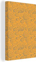 Canvas Schilderij Schelpen - Geel - Oranje - Patronen - 80x120 cm - Wanddecoratie