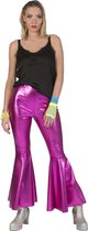 Funny Fashion - Jaren 80 & 90 Kostuum - Disco Fever Broek Glimmend Roze Vrouw - Roze - Maat 44-46 - Carnavalskleding - Verkleedkleding