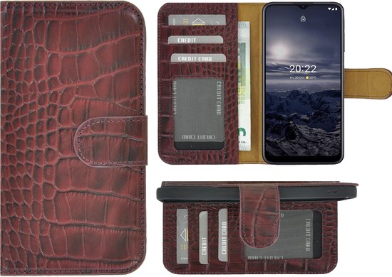 Etui MoDo pour Nokia G11/ G21 - Etui livre en Cuir - Croco Bordeaux