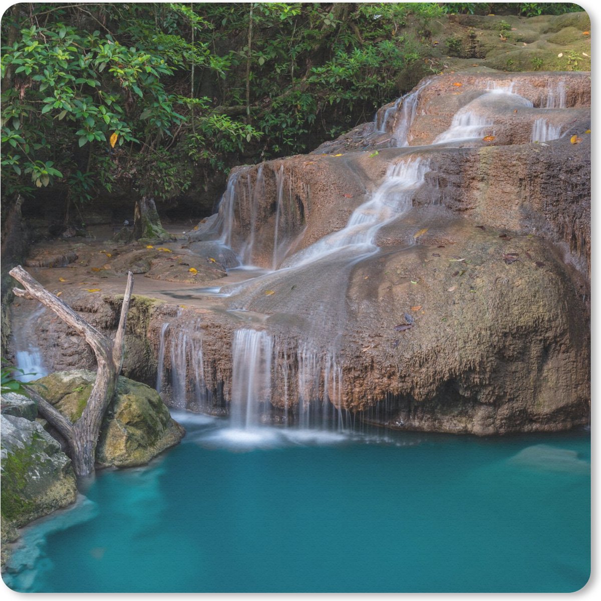 Muismat 30x30 cm - Mousepad Waterval - Rots - Landschap - Muismatten