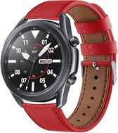 Strap-it Smartwatch bandje 22mm - leren bandje geschikt voor Samsung Galaxy Watch 46mm / Galaxy Watch 3 45mm / Gear S3 Classic & Frontier - Amazfit GTR 47mm / GTR 2 / GTR 3 - Pro / GTR 4 - OnePlus Watch - rood