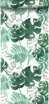 ESTAhome behang geschilderde tropische jungle bladeren smaragdgroen - 138886 - 53 cm x 10,05 m