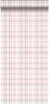 ESTAhome behangpapier ruiten licht roze - 138953 - 0,53 x 10,05 m