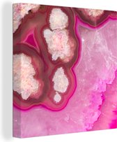 Canvas Schilderij Close-up van een roze agaat - 90x90 cm - Wanddecoratie