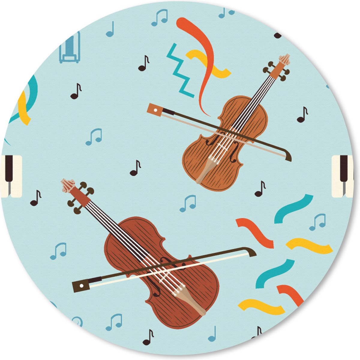 Muismat rond 50x50 cm - Mousepad Muziek - Cello - Noten - Ronde muismatten