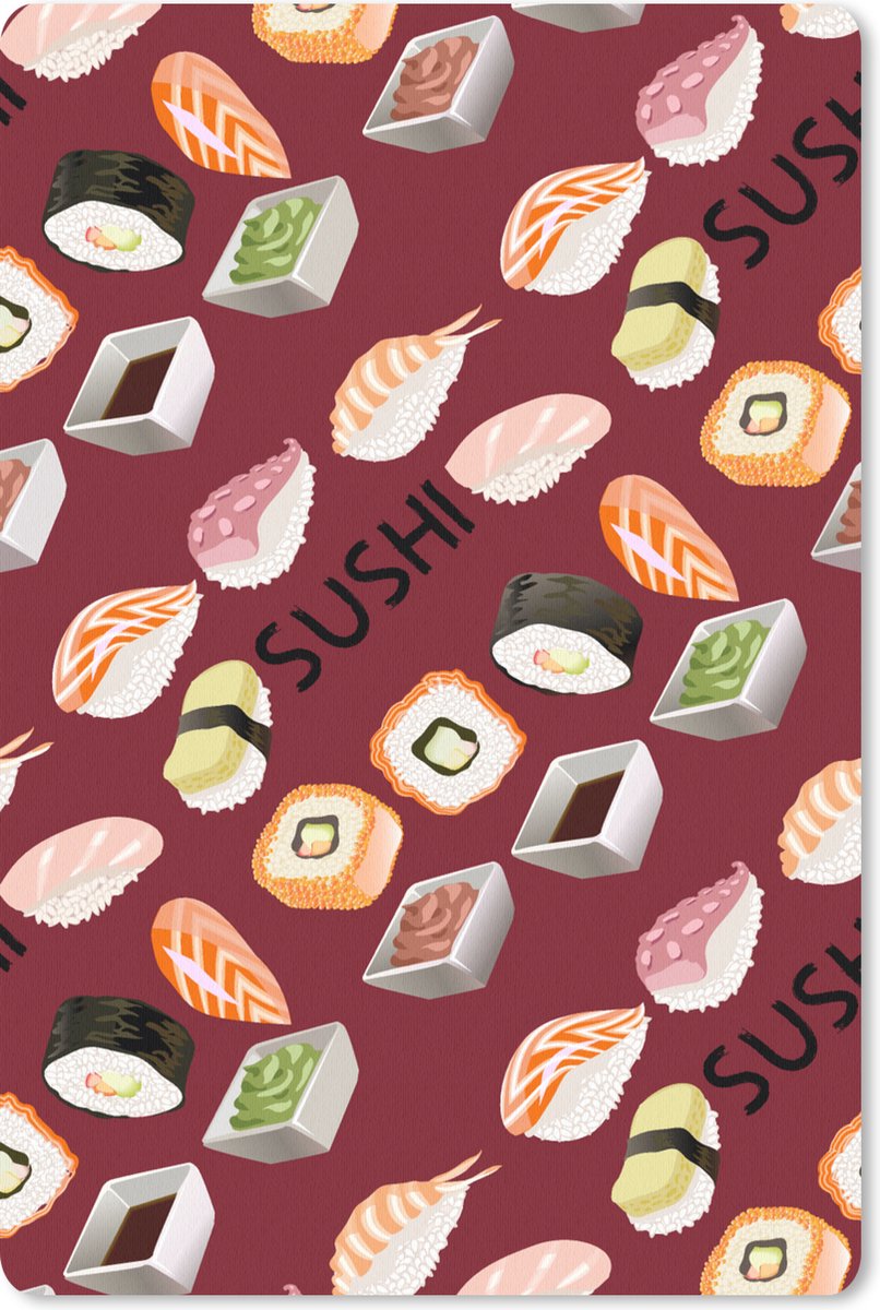 Muismat 18x27 cm - Mousepad Patroon - Sushi - Japan - Quotes - Muismatten
