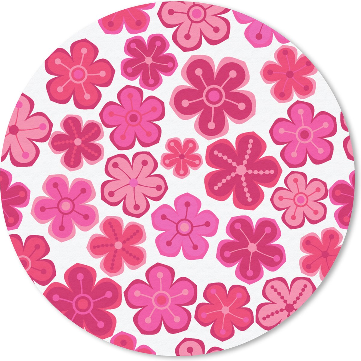 Muismat rond 30x30 cm - Mousepad Bloemen - Roze - Patronen - Ronde muismatten