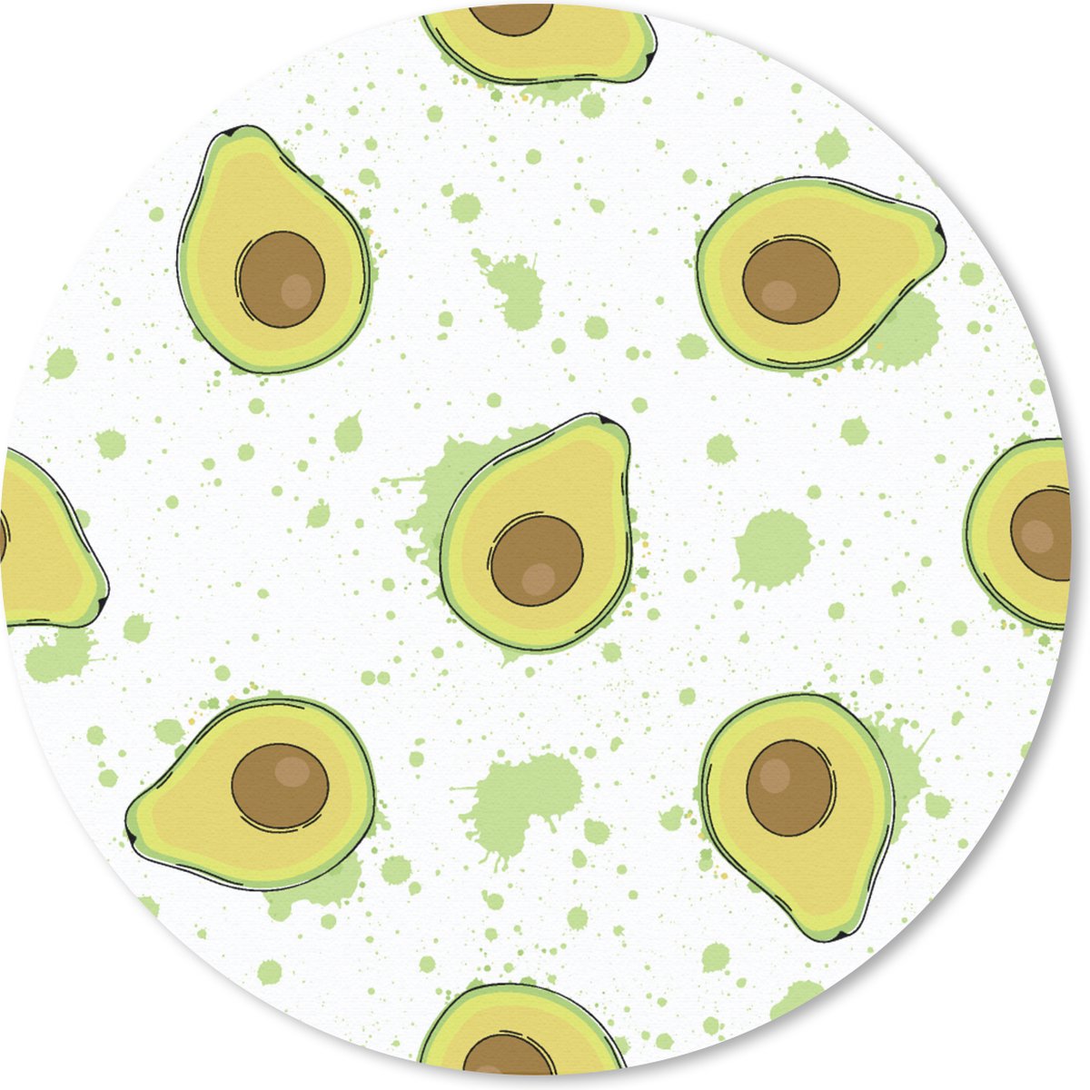 Muismat rond 20x20 cm - Mousepad Avocado - Patronen - Groen - Ronde muismatten