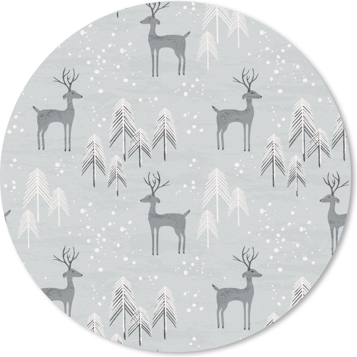 Muismat rond 50x50 cm - Mousepad Patronen - Hert - Winter - Ronde muismatten