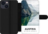 Bookcase Geschikt voor iPhone 13 Mini telefoonhoesje - Oostenrijk - Water - Groen - Alpen - Met vakjes - Wallet case met magneetsluiting