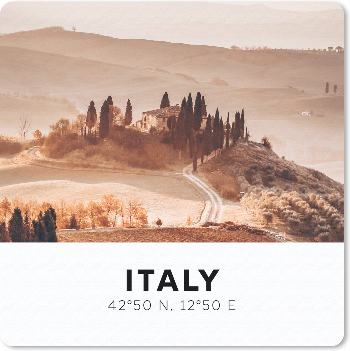 Muismat 20x20 cm - Mousepad Italië - Toscane - Zomer - Muismatten