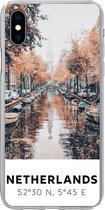 Geschikt voor iPhone Xs hoesje - Nederland - Amsterdam - Gracht - Herfst - Siliconen Telefoonhoesje