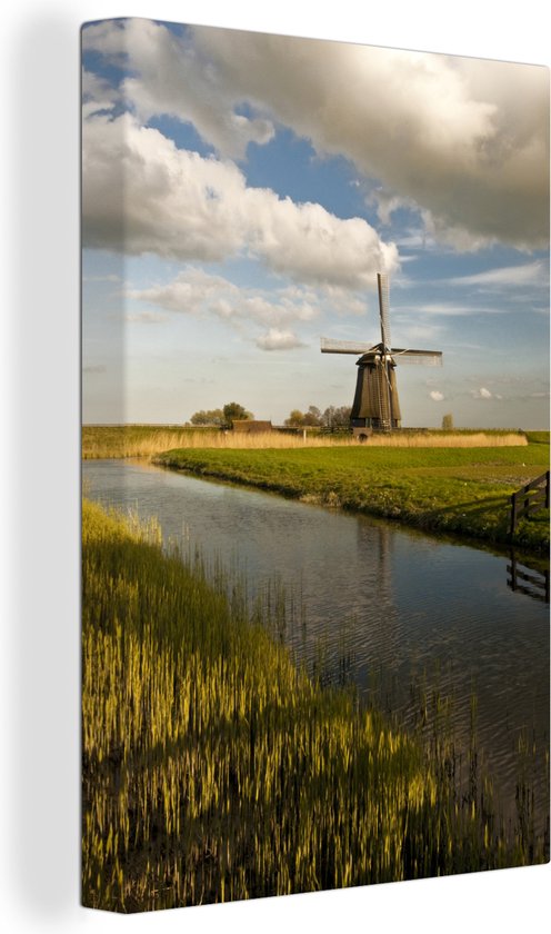 Toile - Moulin à vent sur l'eau en Frise occidentale - 20x30 cm - Décoration