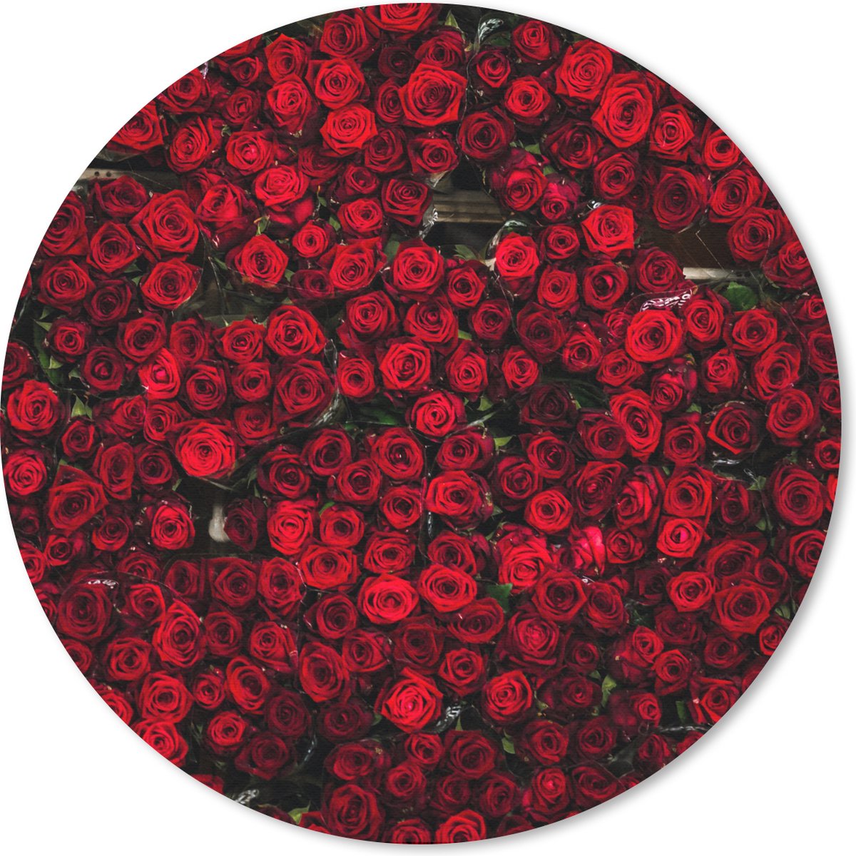 Muismat rond 20x20 cm - Mousepad Bloemen - Rozen - Rood - Ronde muismatten