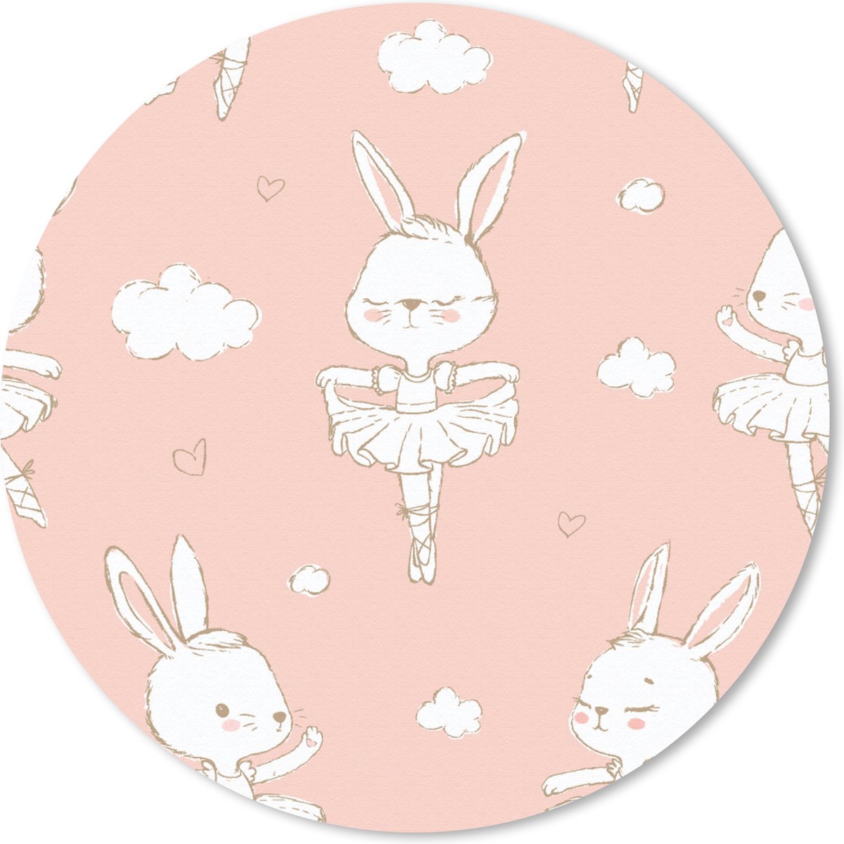 Muismat rond 40x40 cm - Mousepad Konijn - Ballerina - Patronen - Ronde muismatten