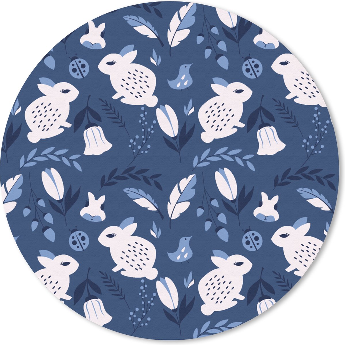 Muismat rond 30x30 cm - Mousepad Konijnen - Scandinavië - Patronen - Ronde muismatten