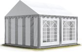 Partytent feesttent 3x4 m tuinpaviljoen -tent PVC 700 N in grijs-wit waterdicht