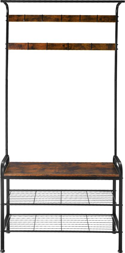 tectake - porte-manteau Alberta armoire - brun foncé industriel - 404535