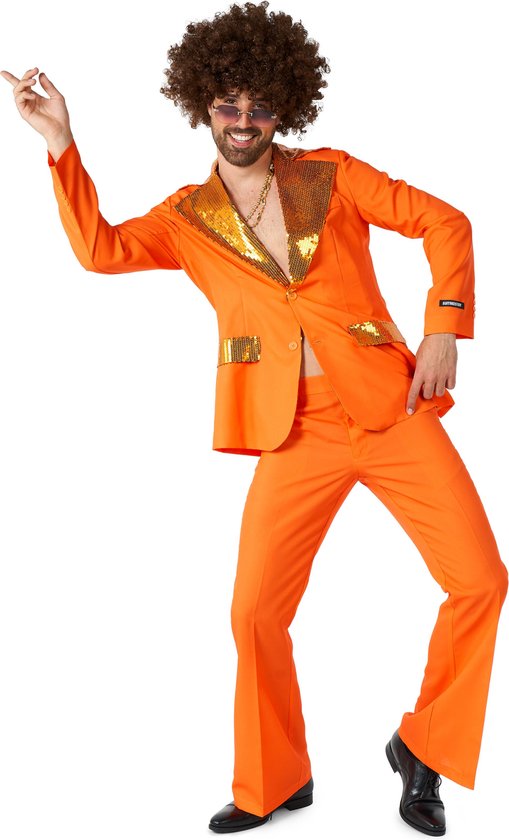 Suitmeister Disco Kostuum - Mannen Carnavals Pak - Oranje - Saturday Night Fever