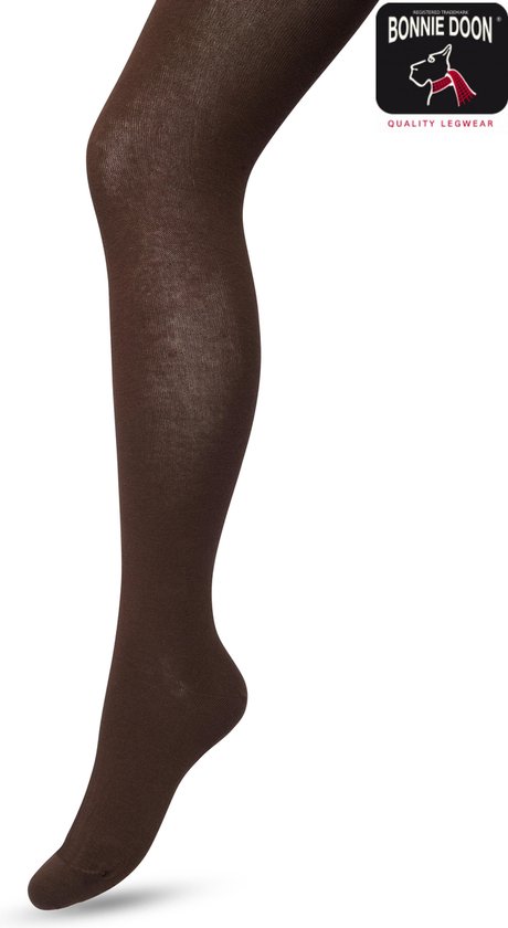 Bonnie Doon Biologisch Katoenen Maillot Dames Donker Bruin maat 40/42 L - Uitstekende pasvorm - Gladde Naden - OEKO-TEX gecertificeerd - Bio Cotton Tights - Duurzaam en Huidvriendelijk Bio Katoen - Donkerbruin - Dark Brown - BP051900.106