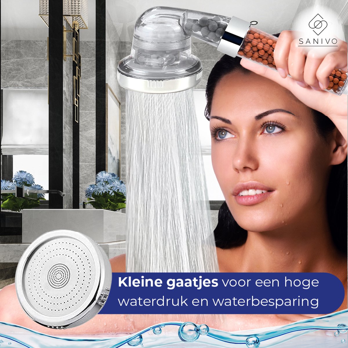Vierkante Regendouchekop met Handmatige Spray