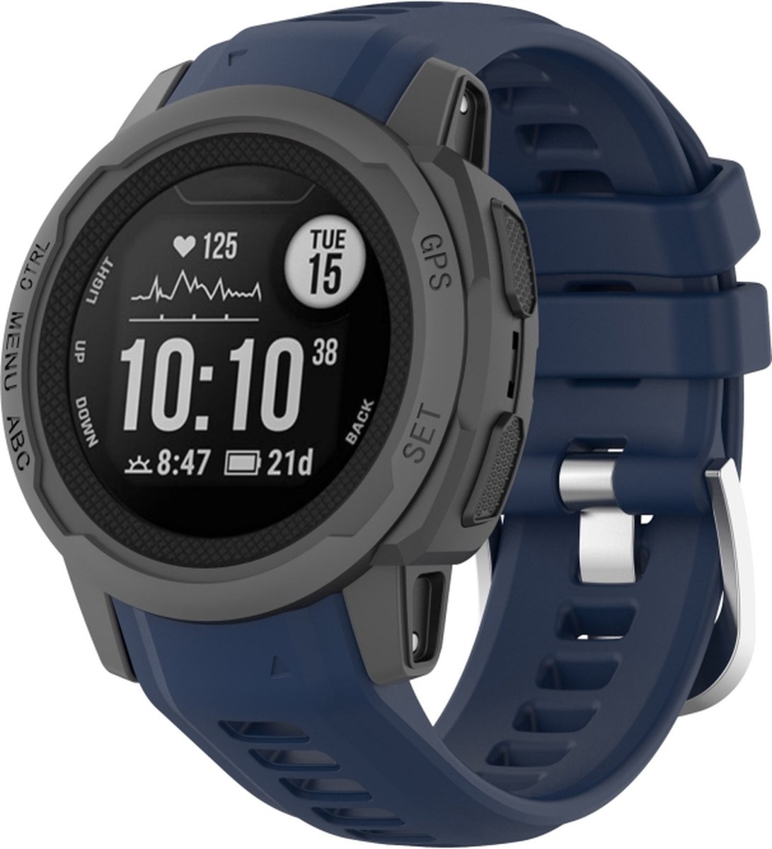 Siliconen bandje - geschikt voor Garmin Instinct 2S - marineblauw