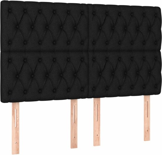 vidaXL Têtes de lit - Lot de 4 - Zwart - Tête de lit 80x7x78/88 cm - Oreiller - Accessoires de vêtements pour bébé de lit - Tête de lit Classique - Tête de lit noire - Tête de lit en Tissus