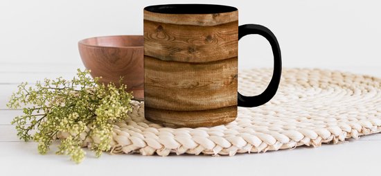 Magische Mok - Foto op Warmte Mokken - Koffiemok - Vintage - Bruin - Planken - Houten - Magic Mok - Beker - 350 ML - Theemok van Yoursurprise — afbeelding 2