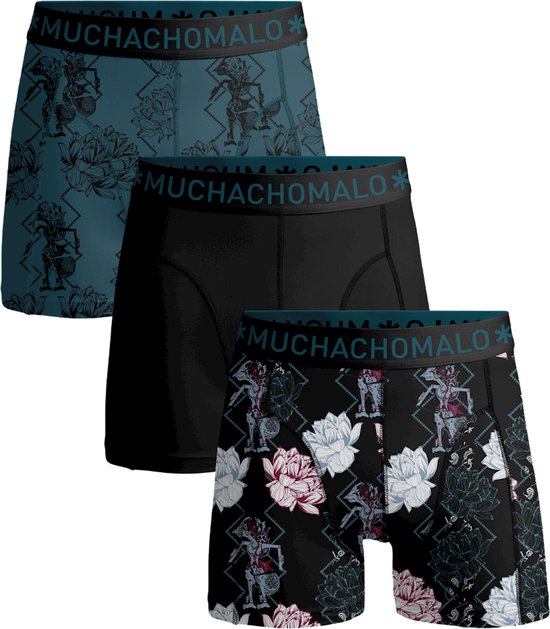 Muchachomalo Batik - Sous-vêtements Homme - Boxer Homme - Blauw avec imprimé - Lot de 3 - Taille S