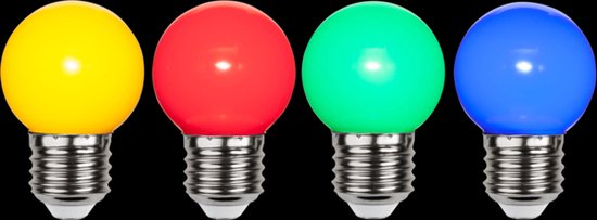 Prikkabel - Kogellamp - E27 - 1W - Multicolor - RGB