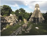WallClassics - PVC Schuimplaat- Piramide van de Grote Jaguar - Guatemala  - 100x75 cm Foto op PVC Schuimplaat