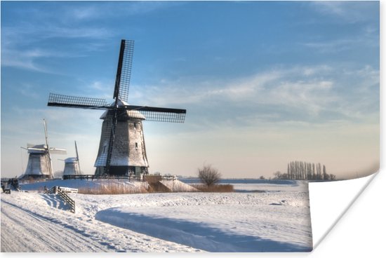 Poster Nederlands winterlandschap - 90x60 cm