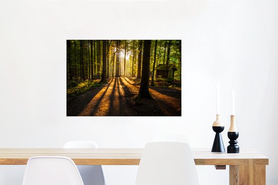 Affiche Soleil - Arbres - Forêt - Paysage - Nature - 90x60 cm