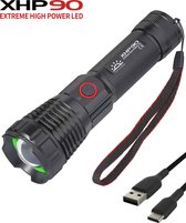 XHP90 Zaklamp LED Oplaadbaar - USB-C + USB-A - 5.200 Lumen - Powerbank Functie - Battery Management System - Waterdicht - Zaklamp Oplaadbaar - Zaklampen