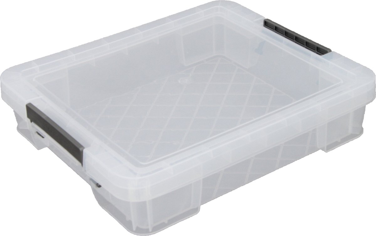Whitefurze Opbergbox - 9 liter - Transparant - 43 x 36 x 8 cm - kunststof - opslag oplossingen - kist - met deksel