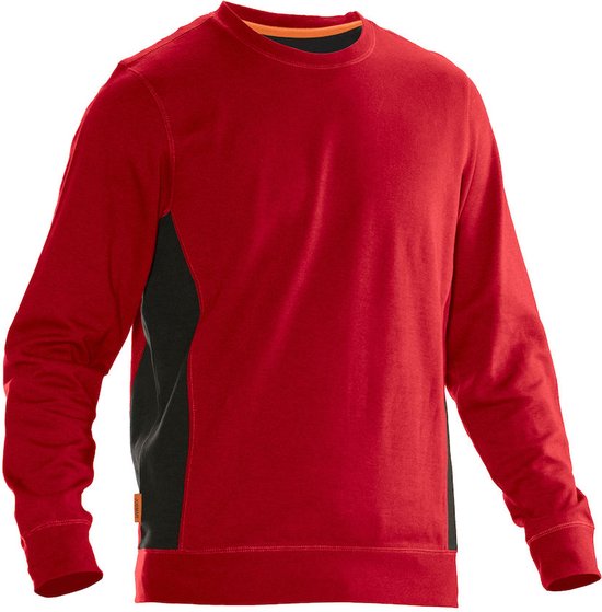 Jobman Pull Col Rond Bicolore - Rouge- Zwart - Taille XL