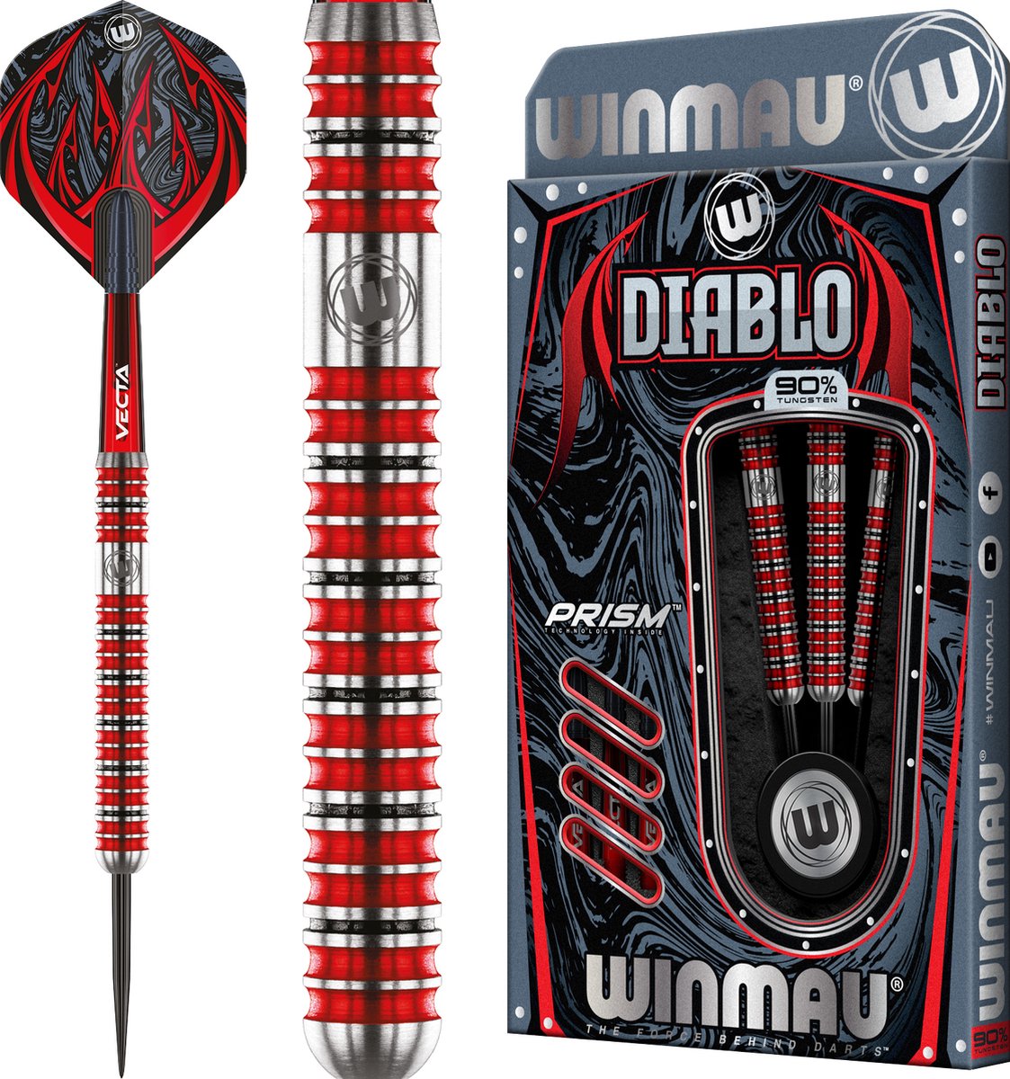 WINMAU - Diablo (Parallel): Steeltip Tungsten Dartpijlen Professioneel - 24g - Winmau