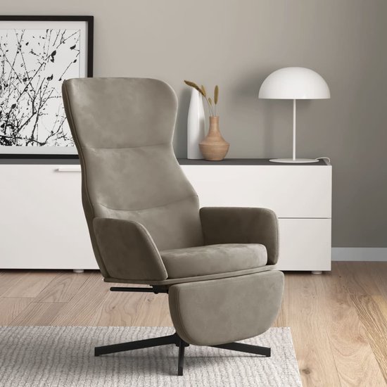Prolenta Premium - Relaxstoel met voetenbank fluweel lichtgrijs- Fauteuil -  Fauteuils... | bol.com