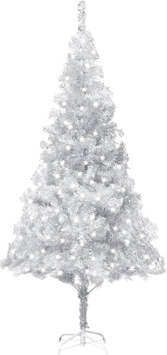 Prolenta Premium - Kunstkerstboom met LED's en standaard 240 cm PET zilverkleurig