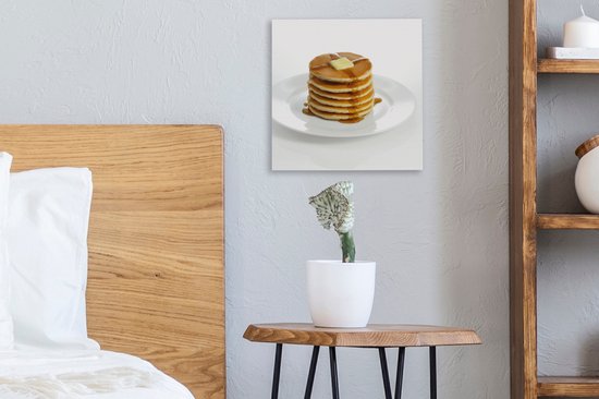 Pile de crêpes au beurre et au sirop toile 2cm 20x20 cm - petit - Tirage photo sur toile (Décoration murale salon / chambre)