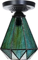 Art Deco Trade - Tiffany plafonnière zwart met Arata Green