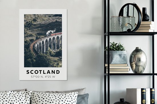 Toile Peinture Ecosse - Train - Pont - 60x90 cm - Décoration murale