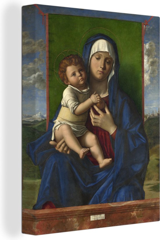 Canvas Schilderij Maria met kind - Schilderij van Giovanni Bellini - 30x40 cm - Wanddecoratie
